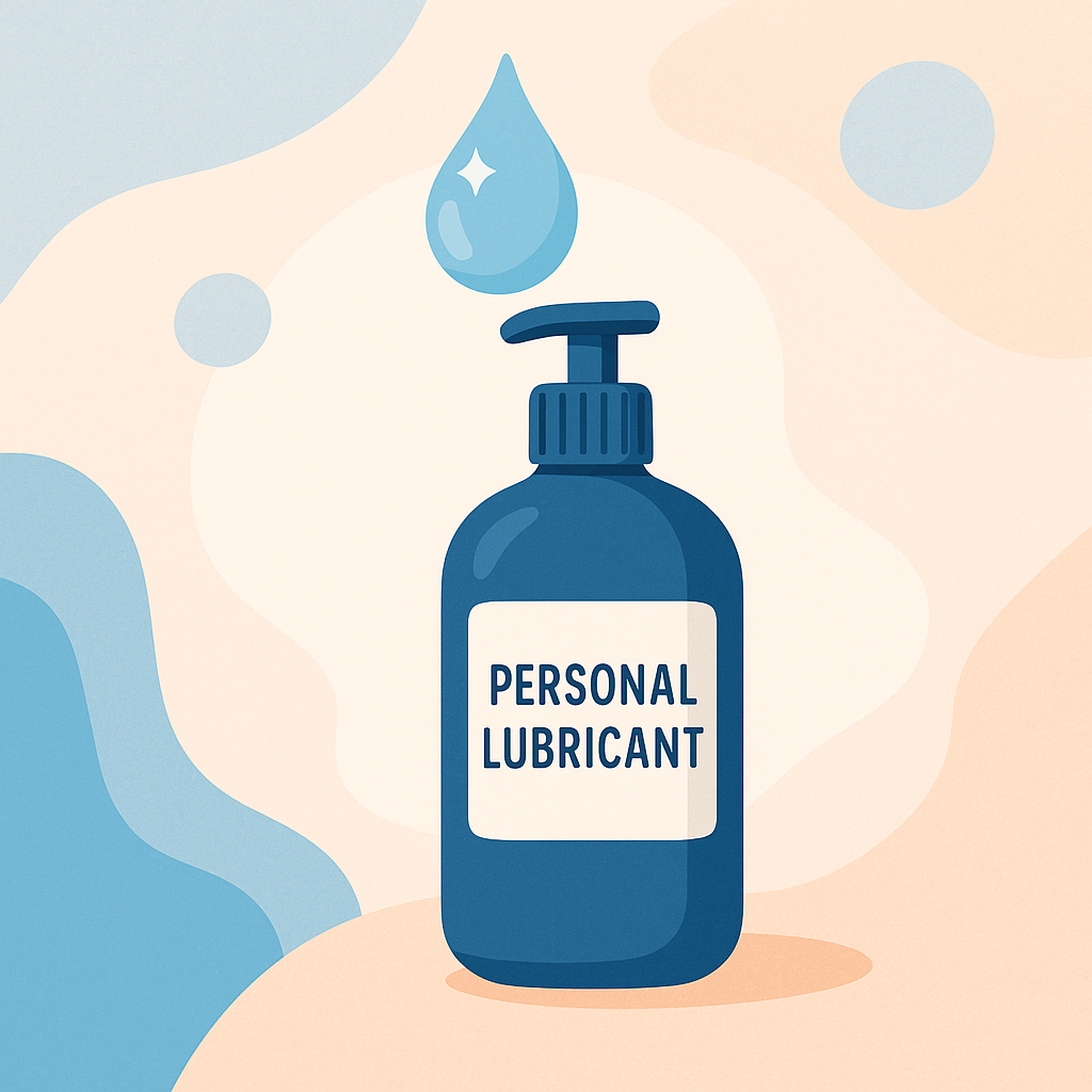 Illustrated bottle of water-based personal lubricant for adults – body-safe, non-sticky, ideal for sensitive skin and intimacy wellness