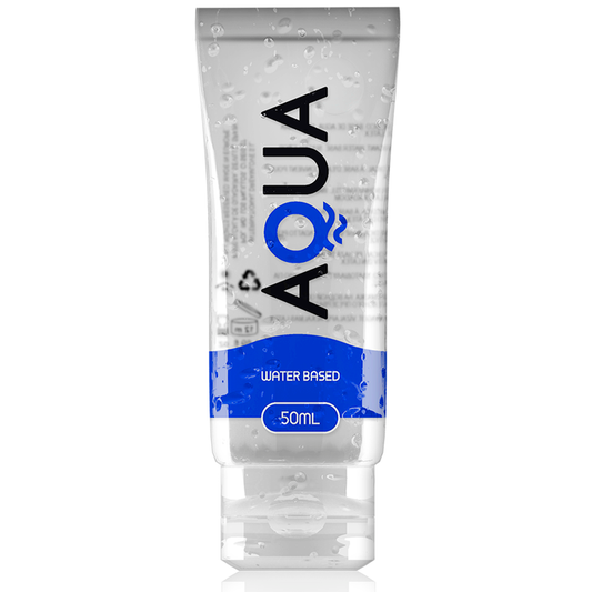 Aqua water-based lubricant packaging on a white background