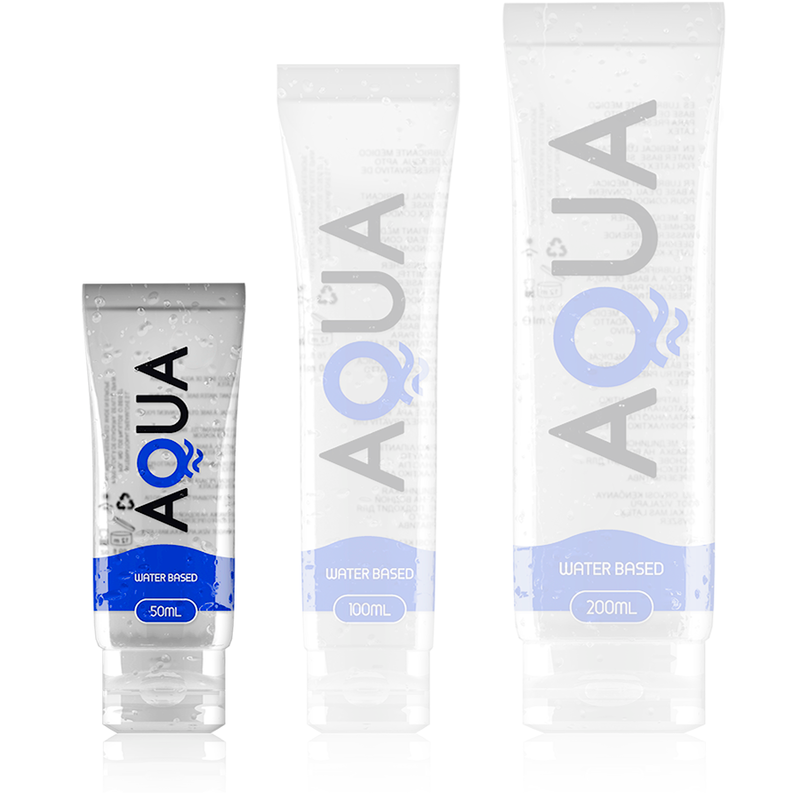 Three containers of Aqua water-based product on a white background