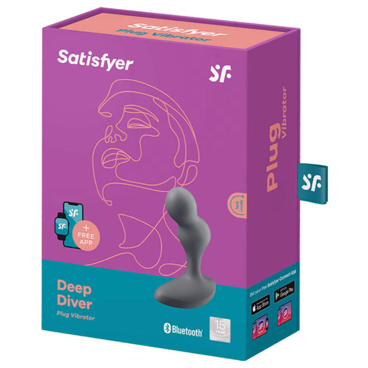 SATISFYER - DEEP DIVER VIBRATING PLUG APP BLUE