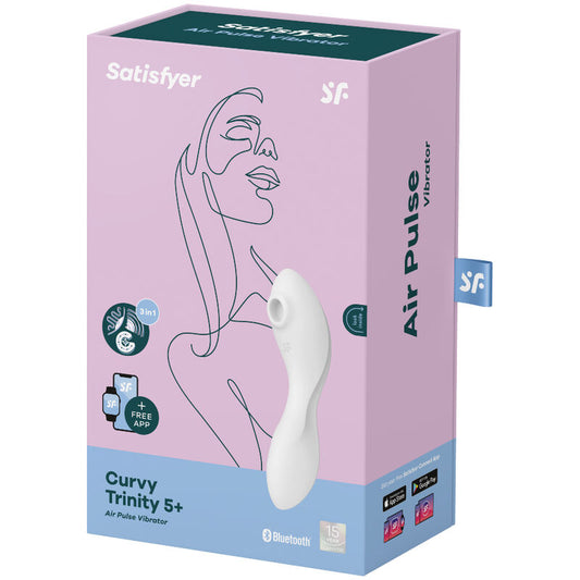 SATISFYER - CURVY TRINITY 5 AIR PULSE STIMULATOR & VIBRATOR APP BLUE
