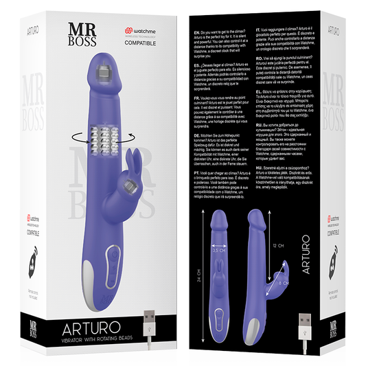 MR BOSS Arturo product packaging with detailed illustrations and text.