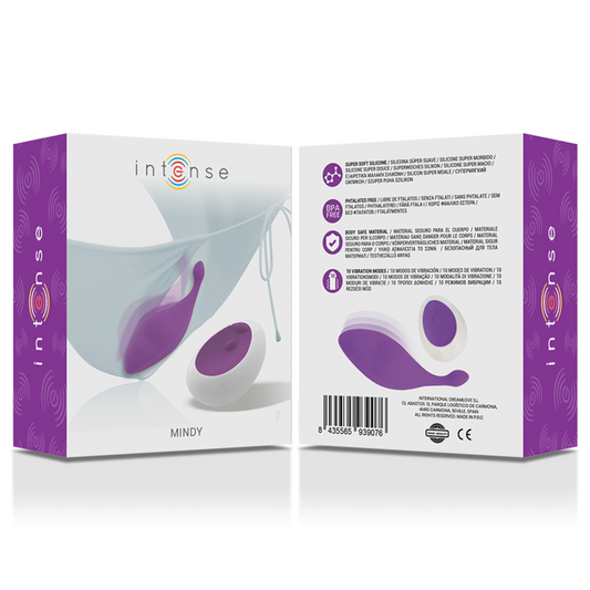 Product packaging for 'intense' with a purple and white design on a white background