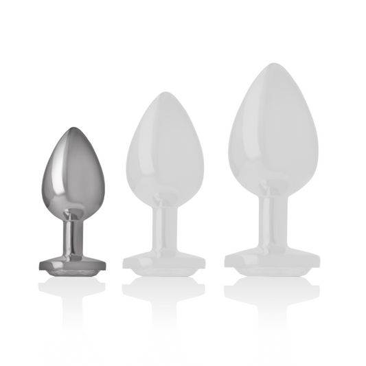 Three metallic buts on a white background