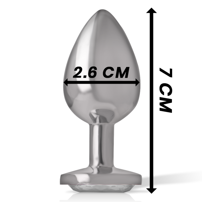 Metallic object with measurements indicated on a white background