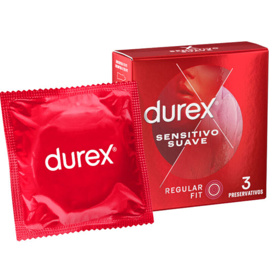 Durex Sensitivo Suave condoms in red packaging on a white background