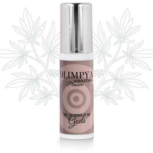 Olimpya Vibrating Pleasure product with decorative leaves on a white background