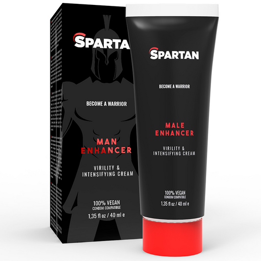 Spartan Man Enhancer cream and packaging on a white background