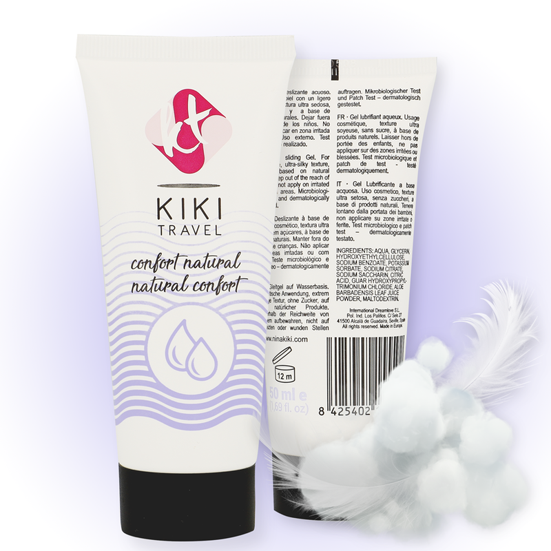 Kiki Travel product packaging with branding and text on a white background