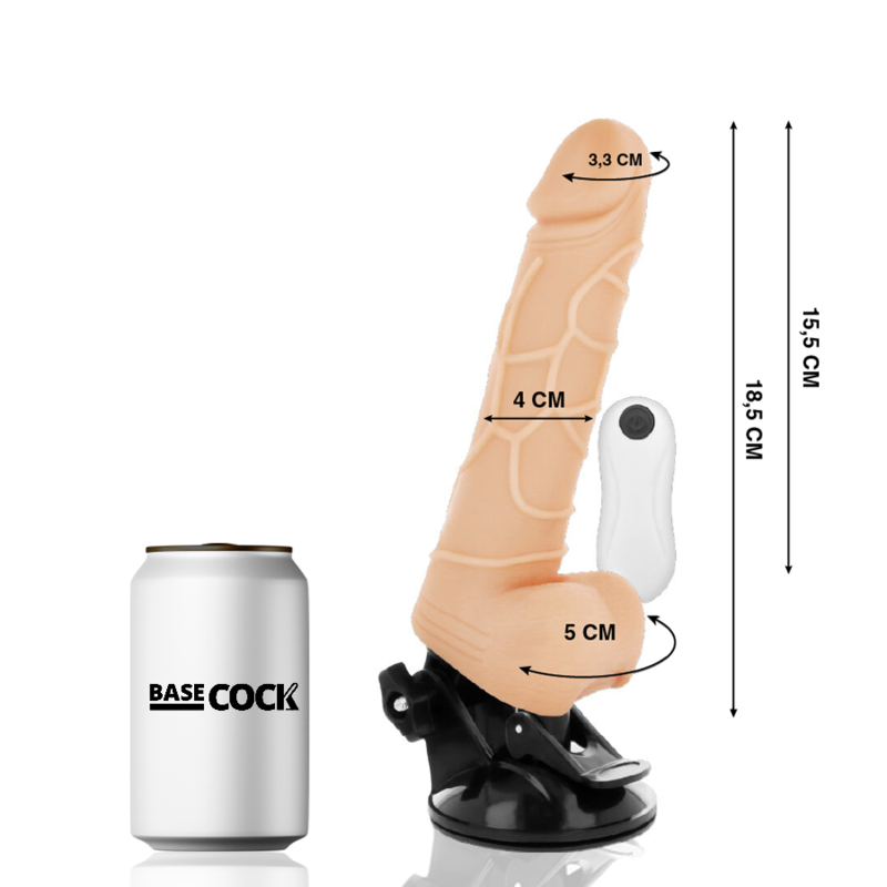 BASECOCK - REALISTIC VIBRATOR REMOTE CONTROL BLACK 18.5 CM -O- 4CM