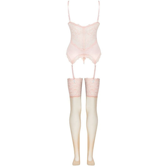 LIVCO CORSETTI FASHION - PERSINNE PEACH SET CORSET + PANTY + STOCKINGS