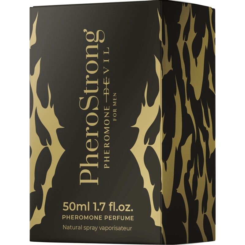 PheroStrong Pheromone perfume packaging with gold and black design