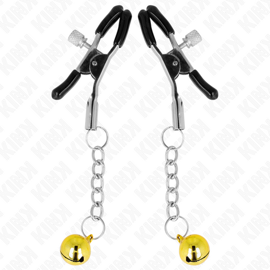 KINK - GOLD JINGLE BELL PENDANT NIPPLE CLAMPS 6 CM