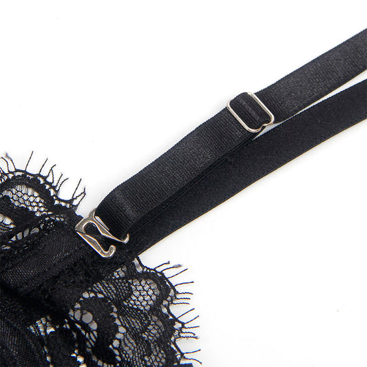 SUBBLIME - 955502 LACE BODYSUIT WITH BOWS AND GARTERS BLACK L/XL