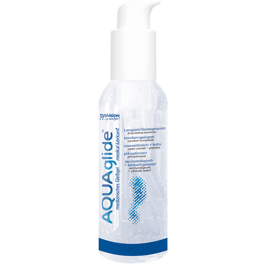 Aquaglide lubricant bottle on a white background