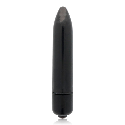 Black cylindrical object on a white background