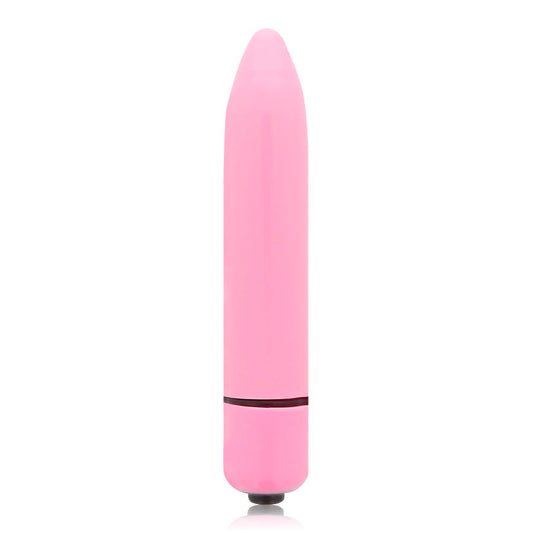 Pink cylindrical object with a reflective surface on a white background