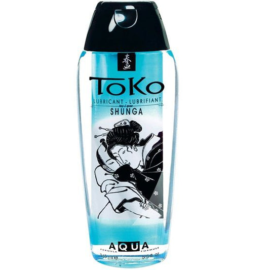 Shunga Toko lubricant bottle with blue and black design on a white background