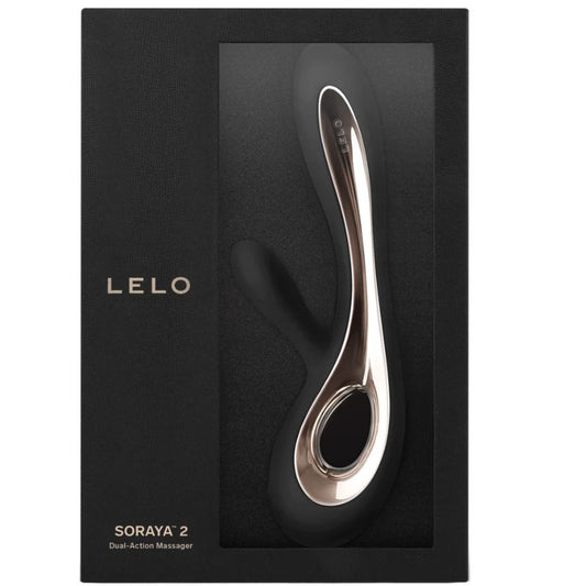 Soraya 2 dual-action massager by Lelo in black packaging