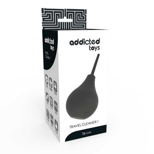 Packaging of a travel cleaner by addicted toys on a white background
