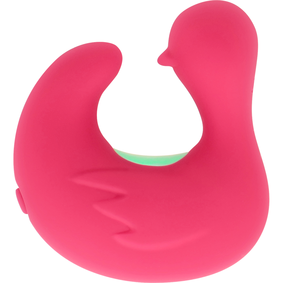 Pink rubber duck on a white background