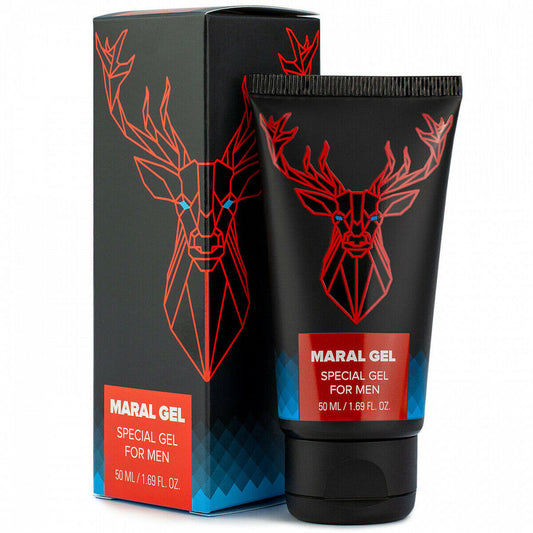 Maral Gel packaging with deer head design on a white background