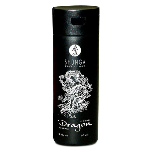 Black cylindrical container with Shunga branding and dragon design on a white background