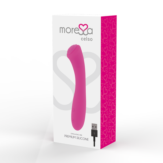 Pink silicone product with 'moreca' branding on a white background