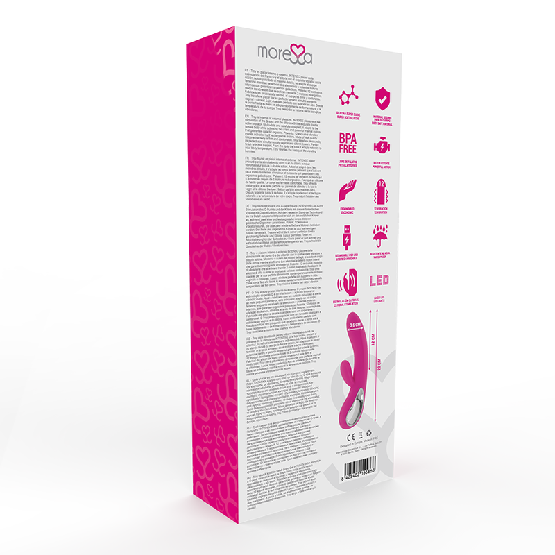 Product packaging with pink and white design on a white background