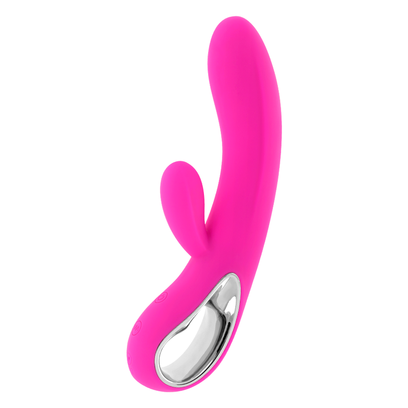 Pink and silver device on a white background
