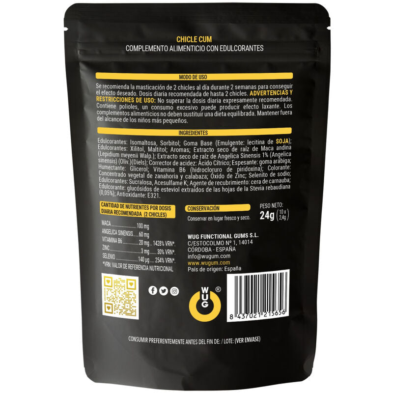 Black package with yellow text and WUG logo on a white background