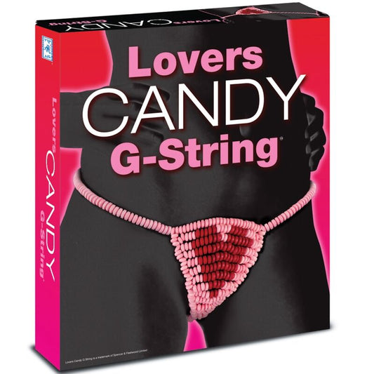 Box of Lovers Candy G-String with pink beads and black background