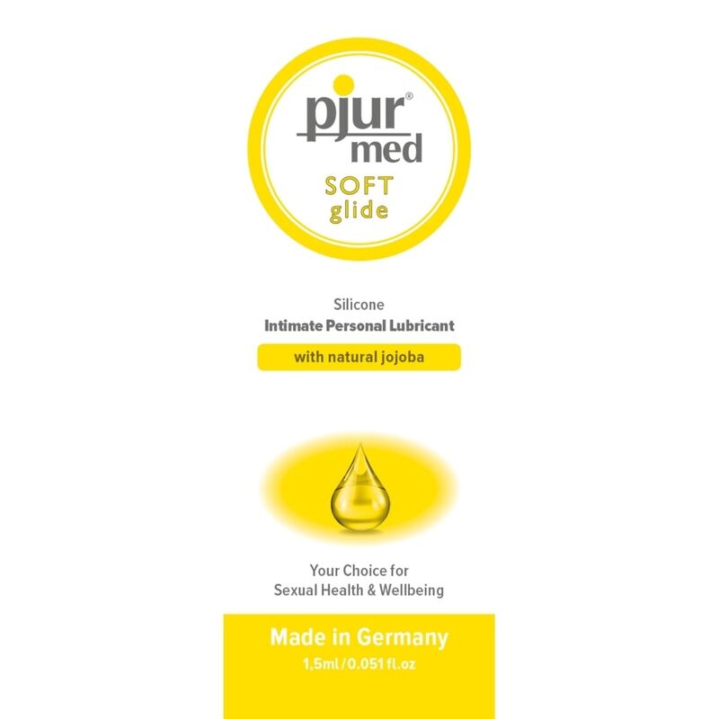 Packaging of pjur med SOFT glide silicone intimate personal lubricant on a white background