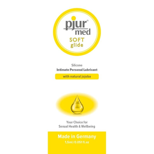 Packaging of pjur med SOFT glide silicone intimate personal lubricant on a white background