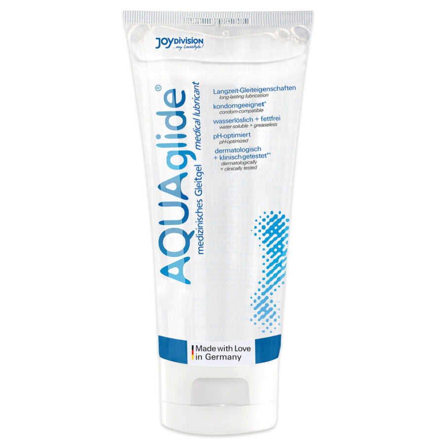 AquaGlide lubricant tube on a white background