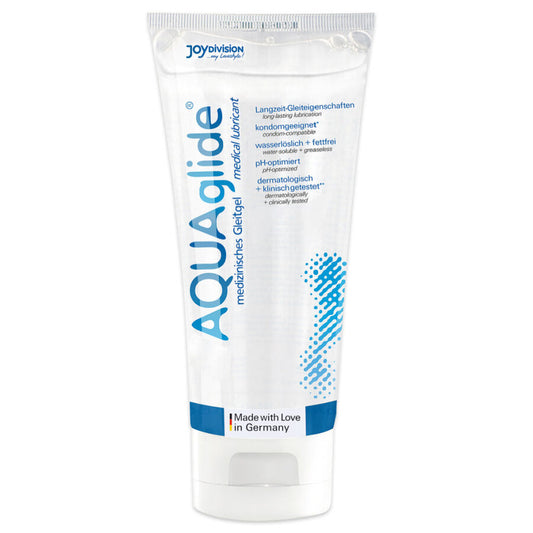 AquaGlide lubricant tube on a white background