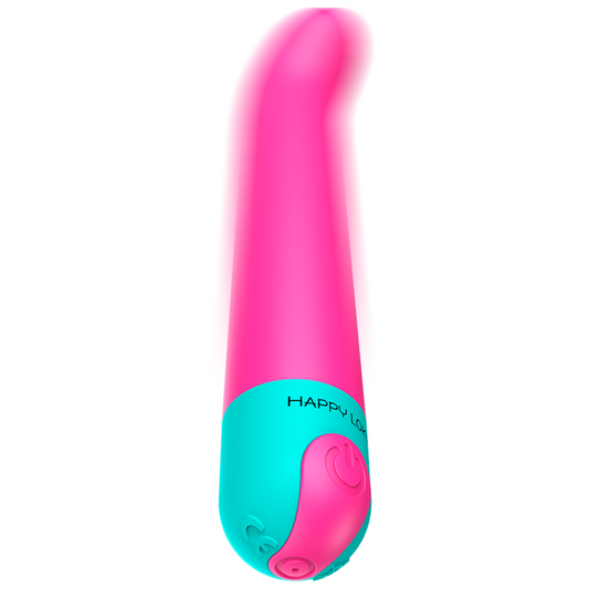 Pink and teal toy with 'Happy Lux' branding on a white background
