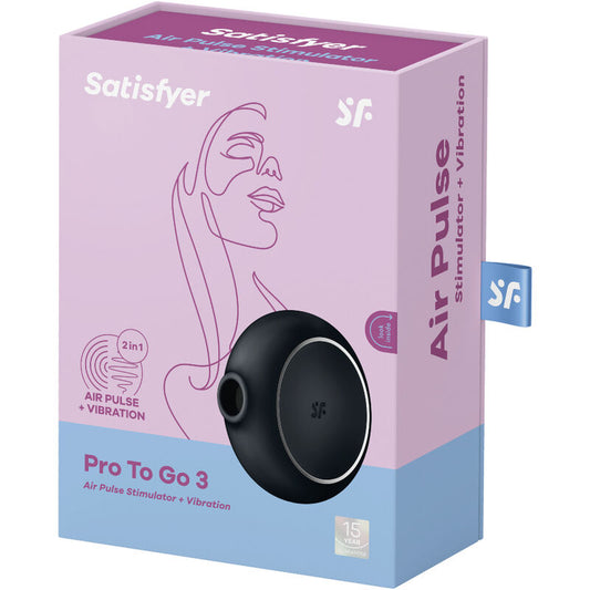 SATISFYER - PRO TO GO 3 DOUBLE AIR PULSE STIMULATOR & VIBRATOR BLUE