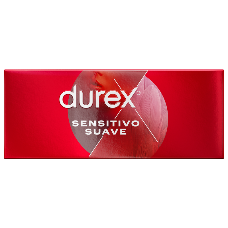 Durex Sensitive Suave packaging on a red background