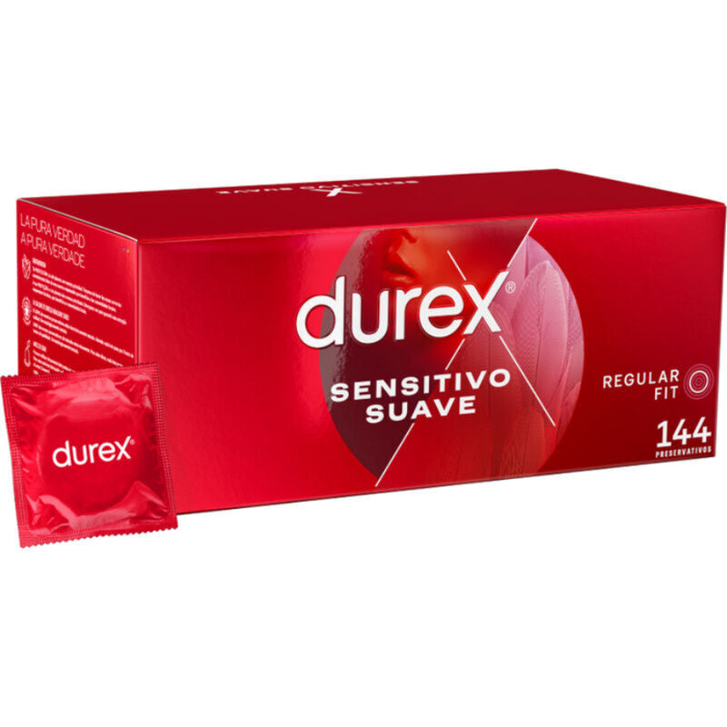 Durex Sensitive Suave packaging with a single pack in front on a white background