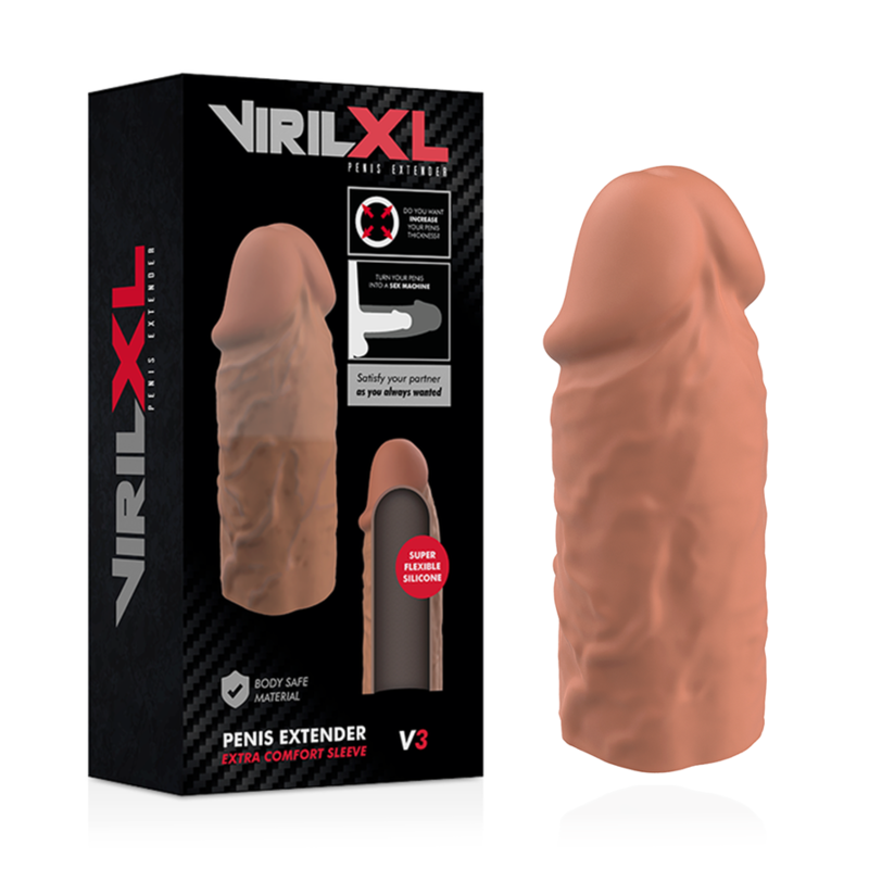 Penis extender with VIRILXL packaging on a white background