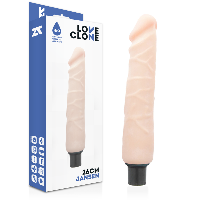 Sexual product with packaging displaying 'LOVE CLONE' branding on a white background