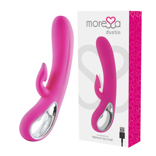 Pink and silver device with 'moreca' packaging on a white background