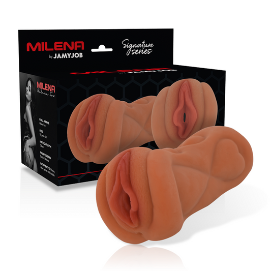 Milenia by Jamyjob product packaging with two silicone products on a white background