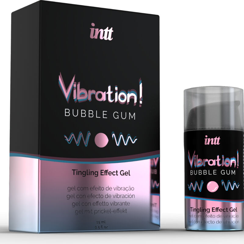 intt Vibration! Bubble Gum Tingling Effect Gel packaging and container on a white background