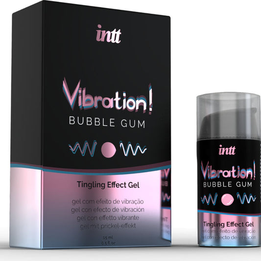 intt Vibration! Bubble Gum Tingling Effect Gel packaging and container on a white background