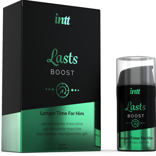 intt Lasts Boost product packaging and container on a white background
