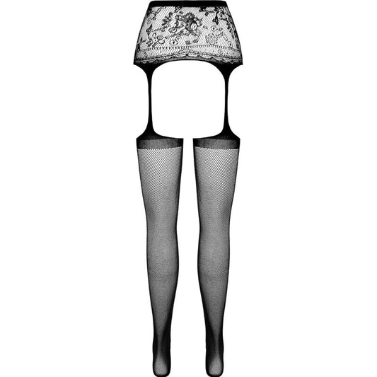 PASSION - S028 WHITE STOCKINGS WITH GARTER ONE SIZE