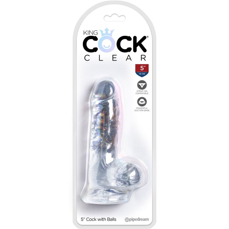 KING COCK - CLEAR REALISTIC PENIS WITH BALLS 10.1 CM TRANSPARENT - Wellwetta
