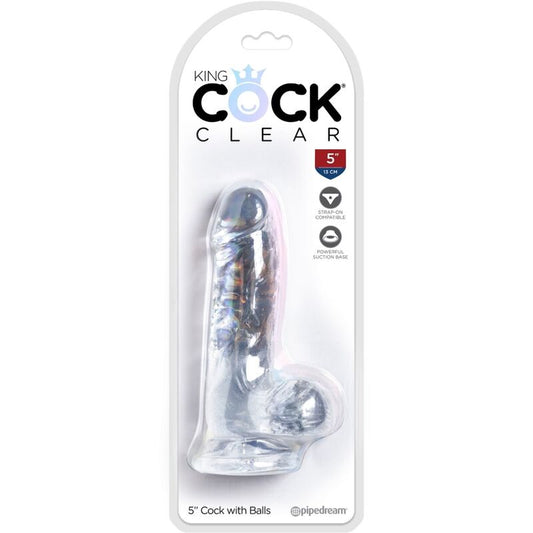 KING COCK - CLEAR REALISTIC PENIS WITH BALLS 10.1 CM TRANSPARENT - Wellwetta